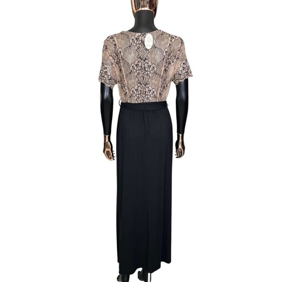 Soma Cool Nights Lace Bodice Maxi Nightgown Large Black Nude Lace Sleepwear NWT - Picture 4 of 12